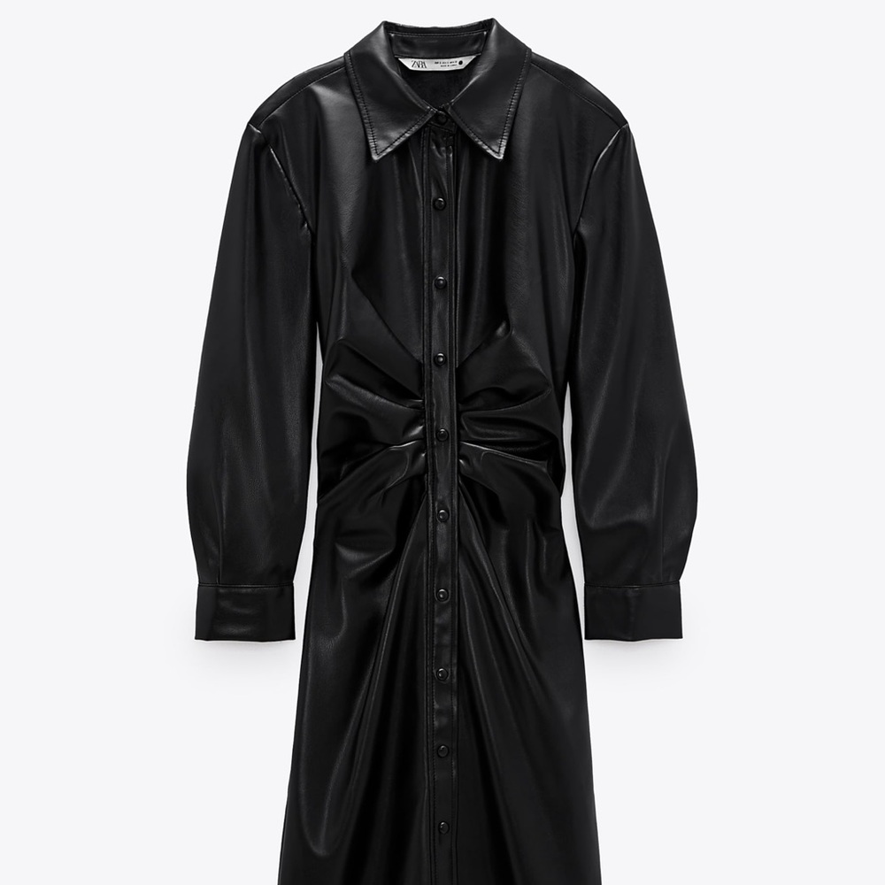 FAUX LEATHER SHIRTDRESS - Picture 2 of 4